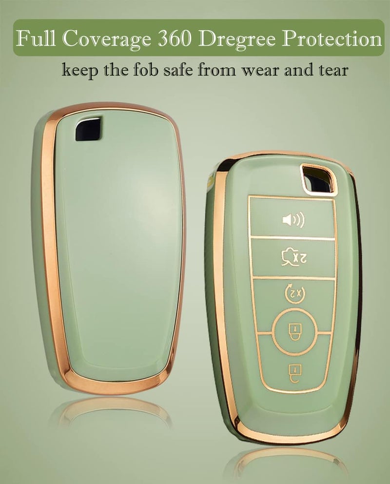 Cacacar for Ford Key Fob Cover with keychain, for Explorer Bronco Escape Edge Expedition Mustang F150 Fusion Ranger Lincoln Premium Soft TPU Full Protection Key Case Remote Key Holder (Size B-Black) - Image 3